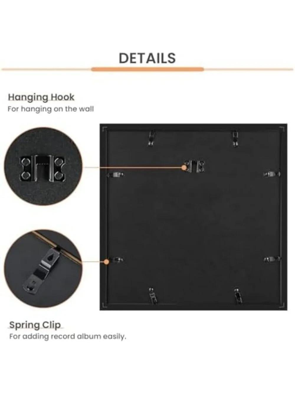 Vinyl Record Frame Set of 4 - 12.5x12.5 Wall Display, Black Decor for Music